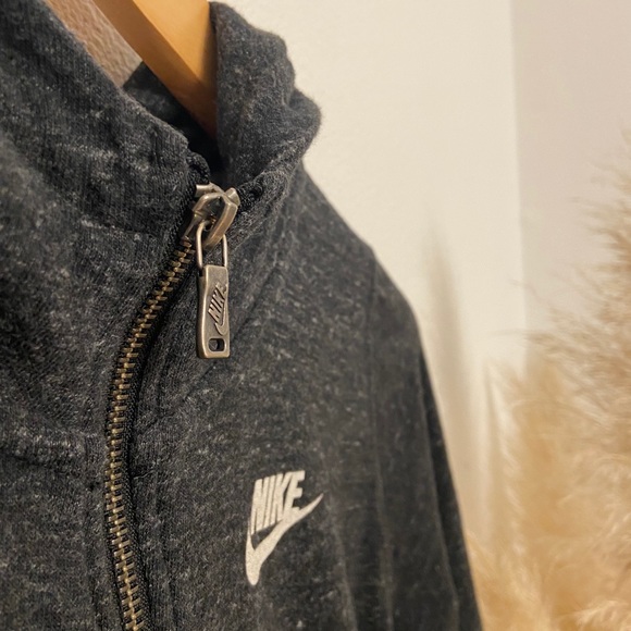 nike girls vintage zip gym hoodie charcoal grey large - Picture 8 of 10